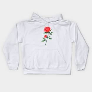 Red Rose Watercolor Kids Hoodie